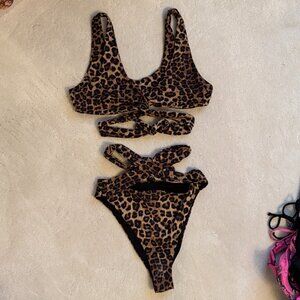 Leopard Print Strappy Bikini